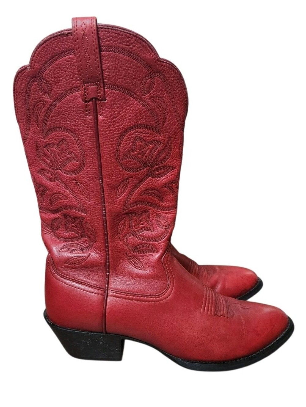 Ariat 15761 Red Cowboy Boots Women Size 8.5B Floral Embroidered Western Cowgirl - Picture 3 of 16